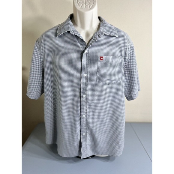 Tony Hawk Men Size M Gray Button Up Shirt Short Sleeve Pocket Collars - Picture 1 of 14